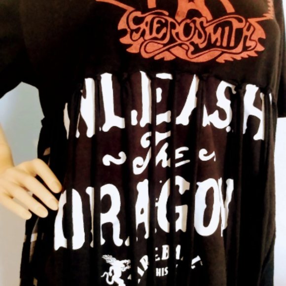 AEROSMITH Fireball Whiskey T Shirt Dress Handmade Vintage Rocker Rockabilly Band - Picture 3 of 9